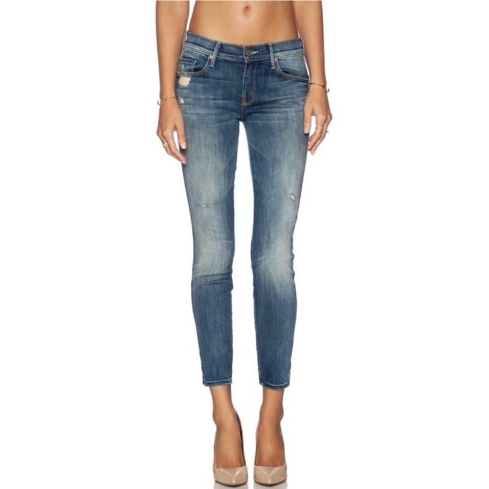 MOTHER The Vamp Skinny Jeans in Rough it Up Sz 25 Distressed Medium Wash